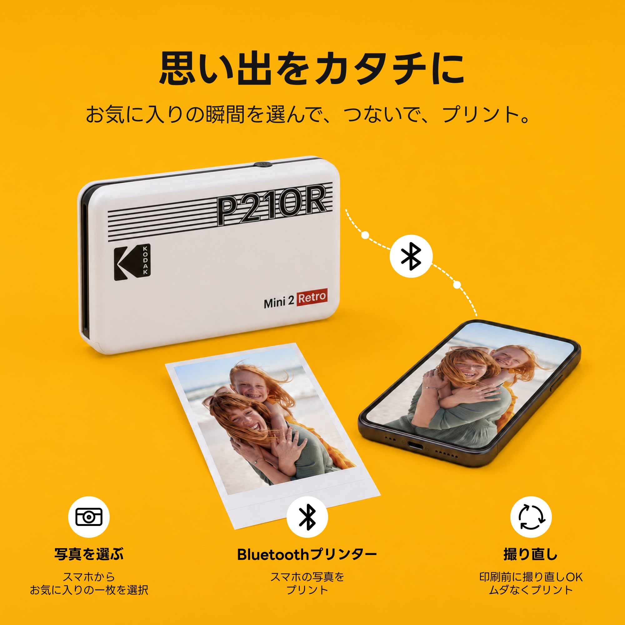 Amazon.co.jp: KODAK Mini 2 Retro スマホプリンター(5×7.6cm) 4PASS 8